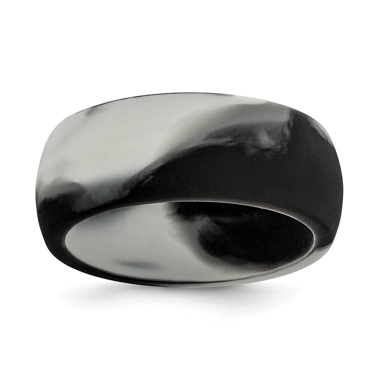 Silicone Black and Grey Camouflage 8.7mm Domed Band Size 13