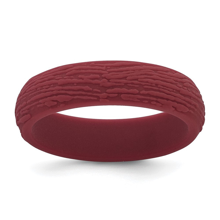 Silicone Dark Red 5.70mm Wood Grain Pattern Band - SL-F55255D4-6580