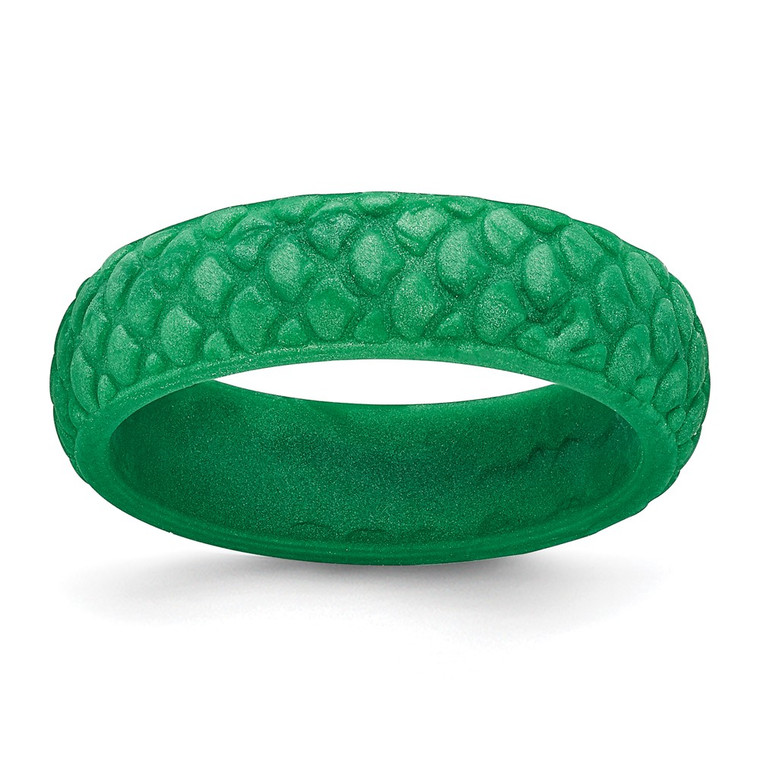 Silicone Green Mermaid Pattern 5.7mm Domed Band Size 8