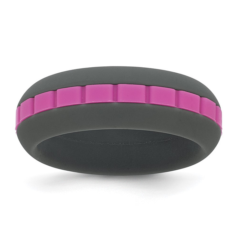 Silicone Grey with Pink Grooved Center 7.50mm Band - SL-B461C7FC-4394