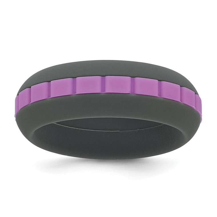 Silicone Grey with Purple Grooved Center 7.50mm Band - SL-AEE5382D-9774