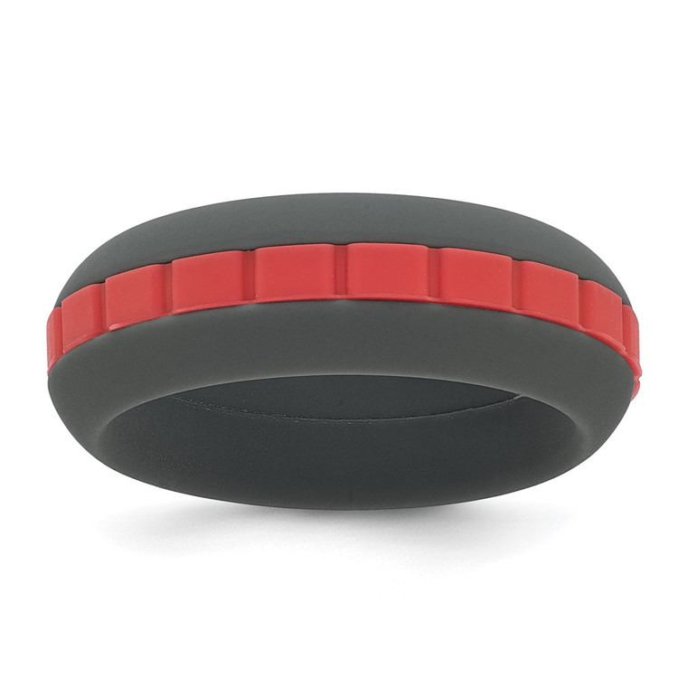 Silicone Grey with Red Grooved Center 7.50mm Band - SL-F96877DE-2539