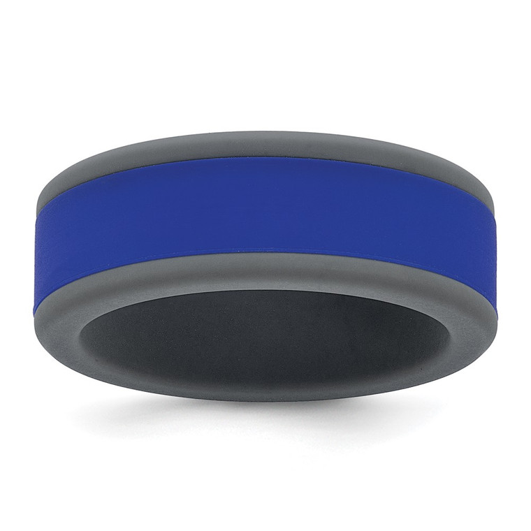 Silicone Grey with Removable Blue Center 8mm Band - SL-51F5EF07-9419