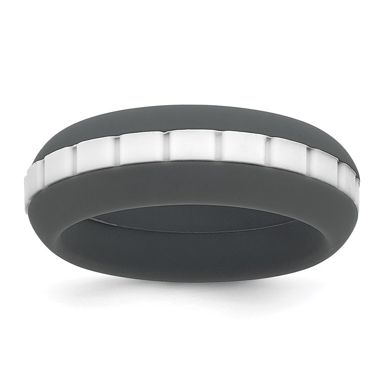 Silicone Grey with White Grooved Center 7.50mm Band - SL-1B5226BF-1998
