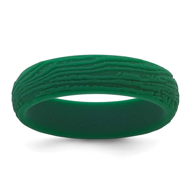 Silicone Hunter Green 5.70mm Wood Grain Pattern Band - SL-3F4F52CE-9236