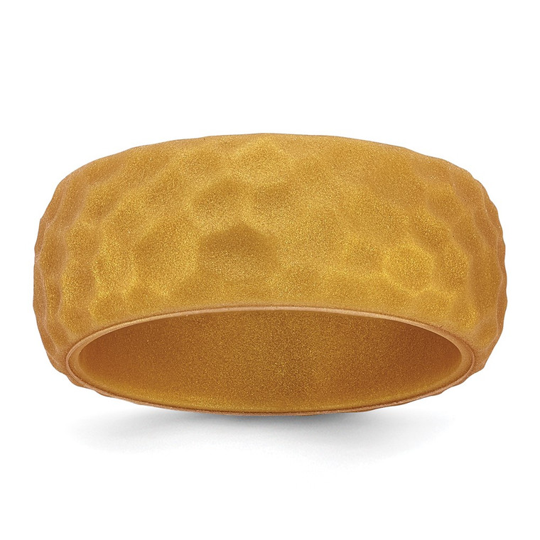 Silicone Metallic Gold 8.50mm Hammered Band - SL-4BA2BEBB-9966