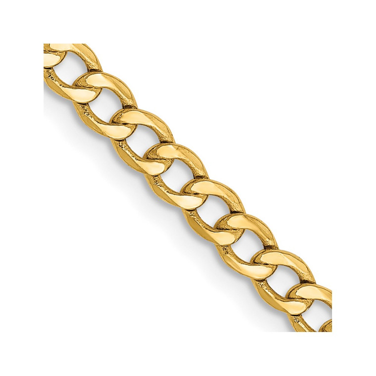 14K 28 inch 2.85mm Semi-Solid Curb with Lobster Clasp Chain