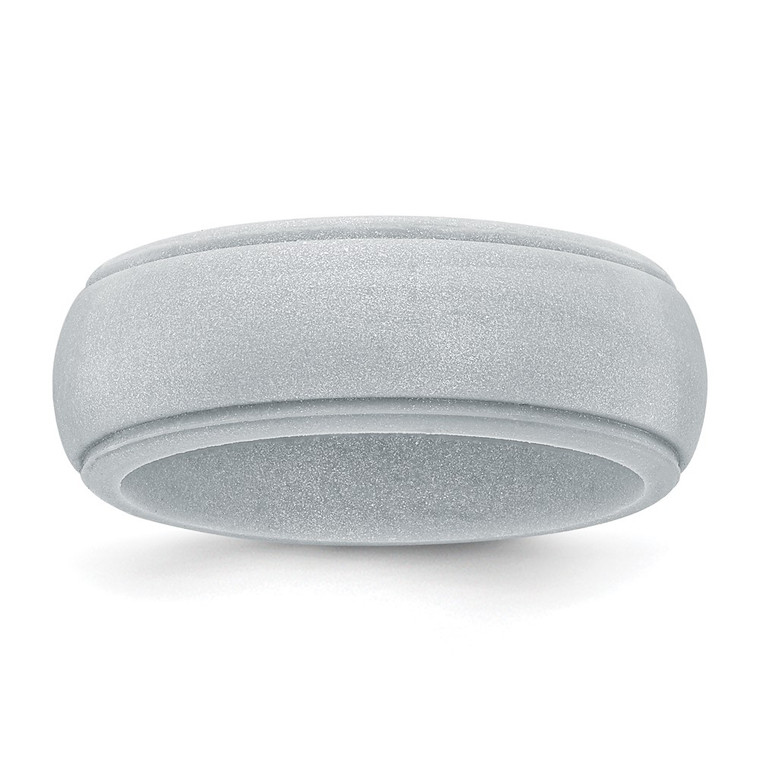 Silicone Silver Metallic 8mm Ridged Edge Band Size 9