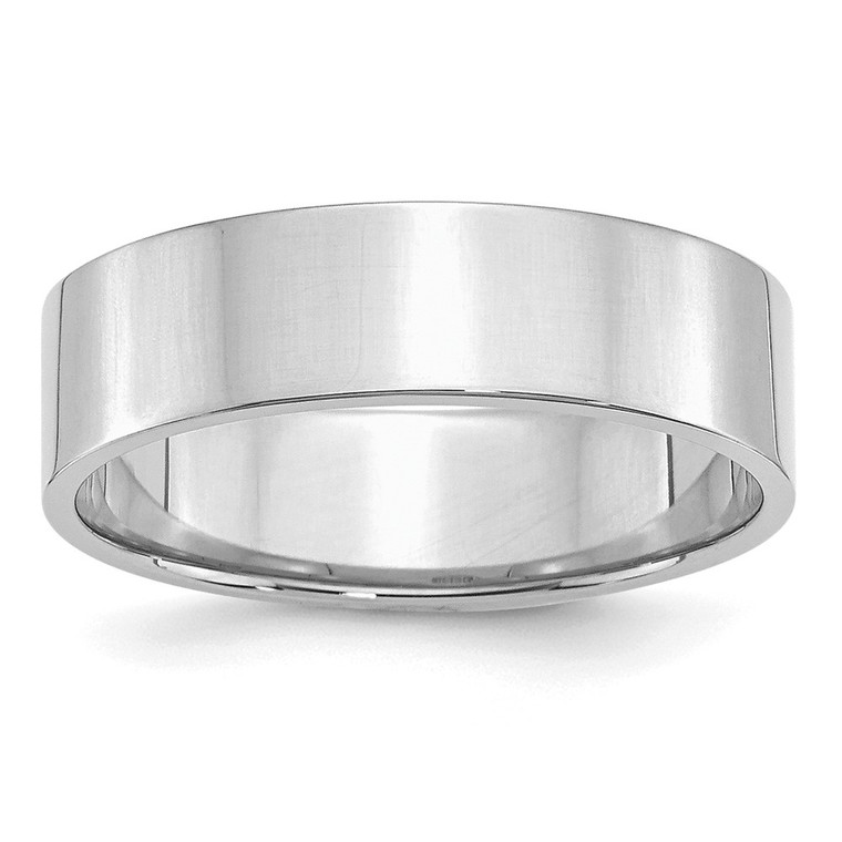 SS Rhodium-plated 6mm Flat Size 8 Band