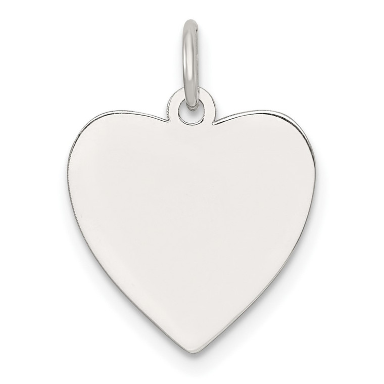 SS Rh-plt Engraveable Heart Polished Front/Satin Back Disc Charm - QM-207F494F-5780