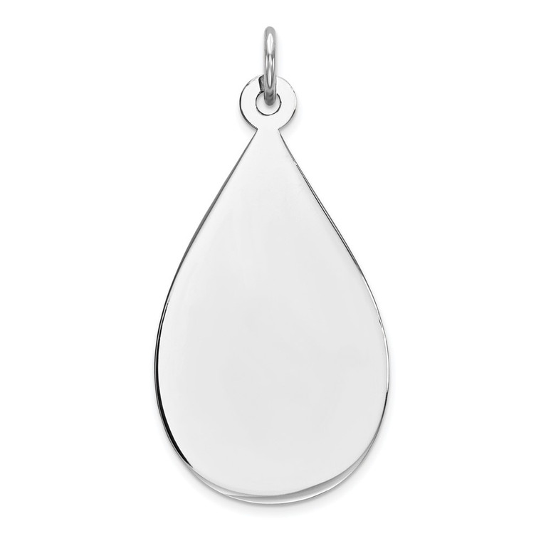 SS Rh-plt Engraveable Teardrop Polished Front/Satin Back Disc Charm - QM-A898928A-2576