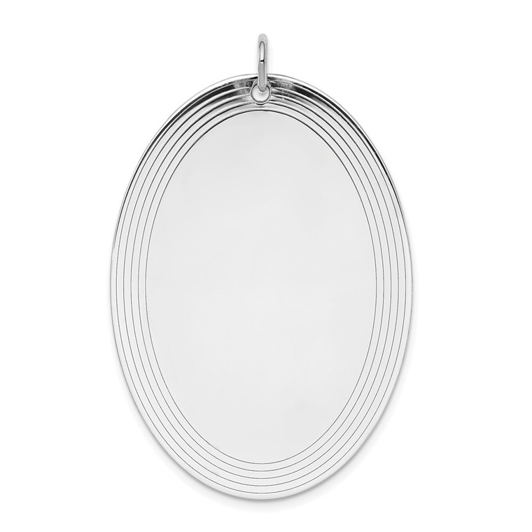 Sterl Silver Rh-plt Engraveable Oval Polished Front/Satin Back Disc Charm - QM-B1B94765-3462