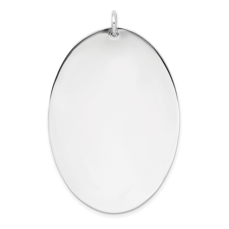 Sterl Silver Rh-plt Engraveable Oval Polished Front/Satin Back Disc Charm - QM-BCEF7B3E-6545