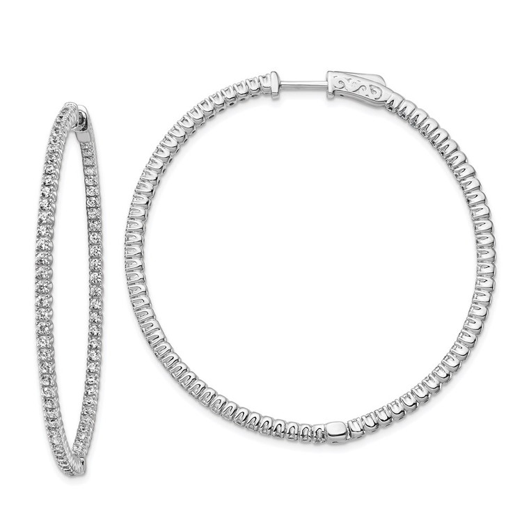 Sterling Shimmer Sterling Silver Rhodium-plated 140 Stone 1.5mm CZ In and Out Round Hinged Hoop Earrings