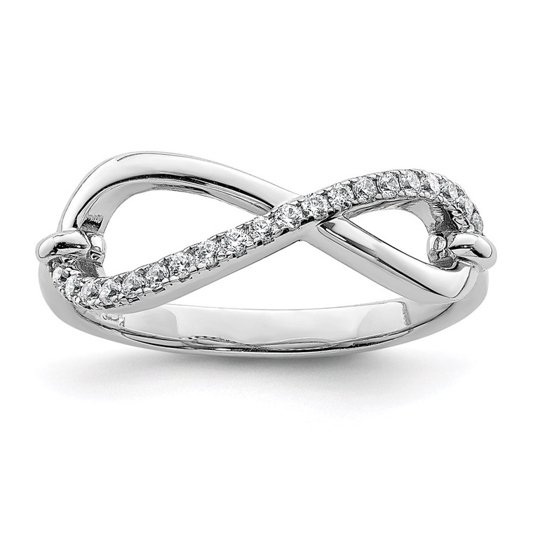 Sterling Shimmer Sterling Silver Rhodium-plated 20 Stone CZ Infinity Symbol Ring - QR-4842F47D-7015