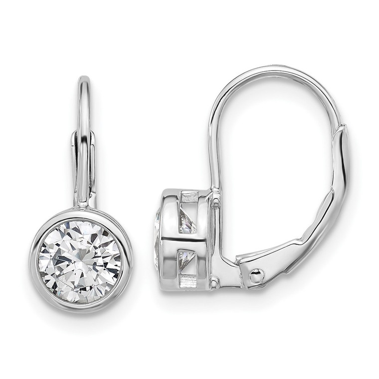 Sterling Shimmer Sterling Silver Rhodium-plated 5.5mm CZ Leverback Earrings