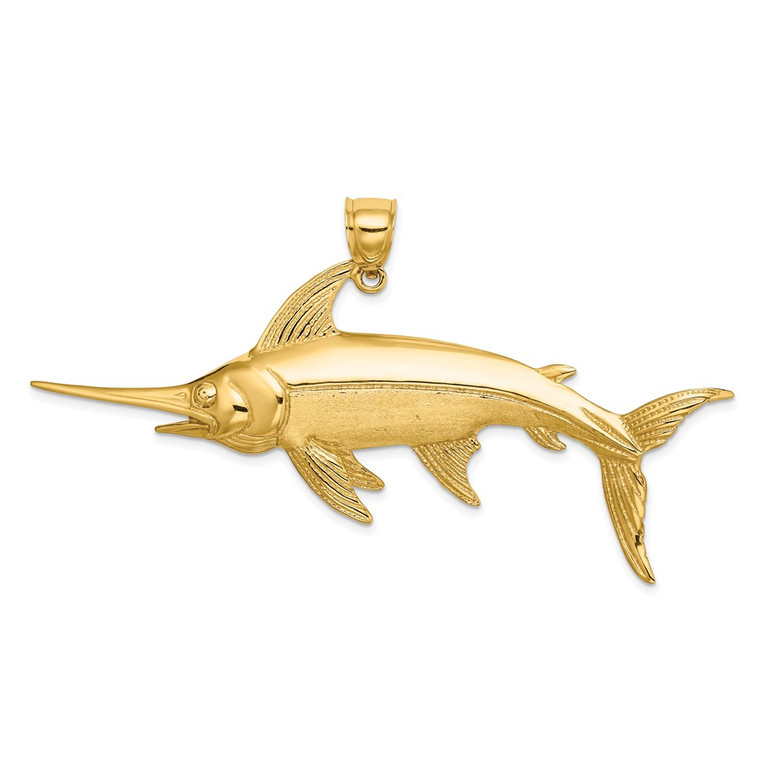 14K 2-D Polished/Satin Swordfish Charm - K8-15EF6E1C-1966