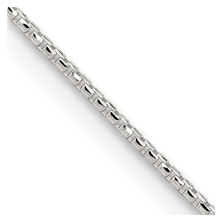 Sterling Silver 1.5mm Diamond-cut Round Box Chain w/2in ext.