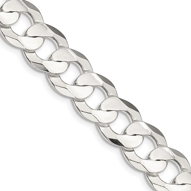 Sterling Silver 11.9mm Concave Beveled Curb Chain - QC-1CAAB1A8-8459