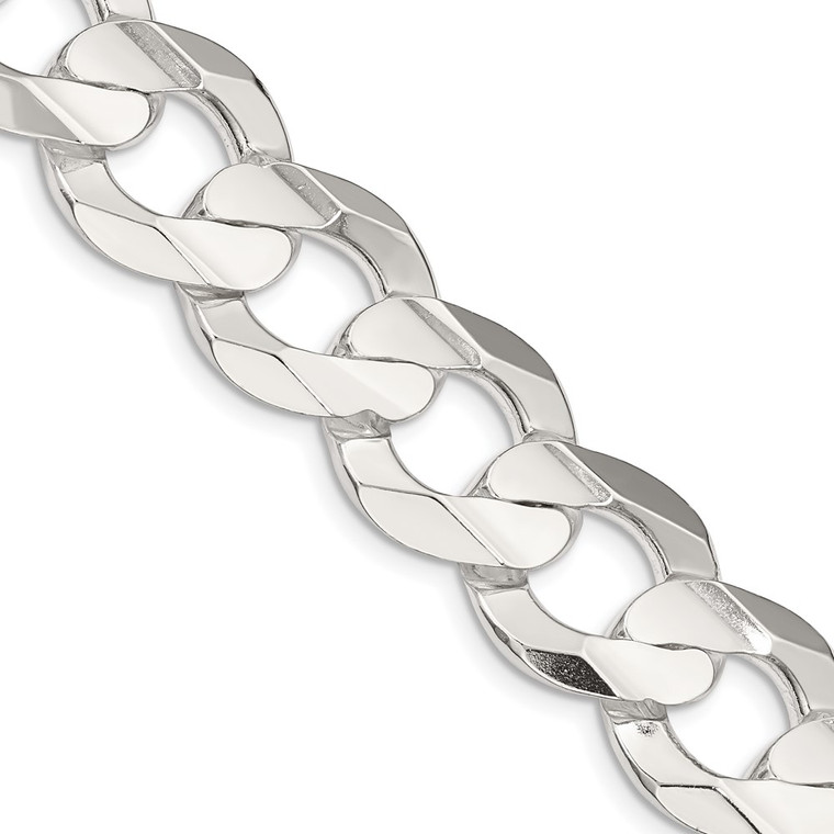 Sterling Silver 15.75mm Concave Beveled Curb Chain - QC-B03A7456-3355