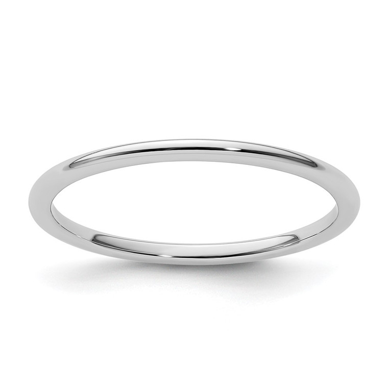 10K White Gold 1.2mm Half Round Polished Stackable Band Size 7