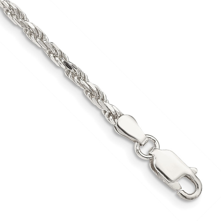 Sterling Silver 2.5mm Diamond-cut Rope Chain Anklet - QD-ED7E4BD7-5020