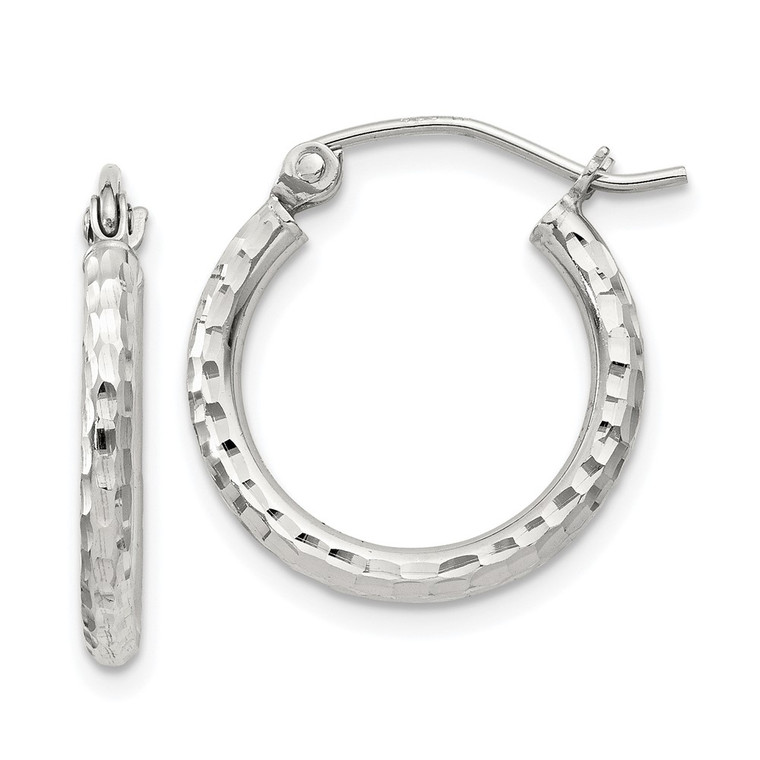 Sterling Silver 2mm Diamond Cut Hoop Earrings - QE-232C614C-2041