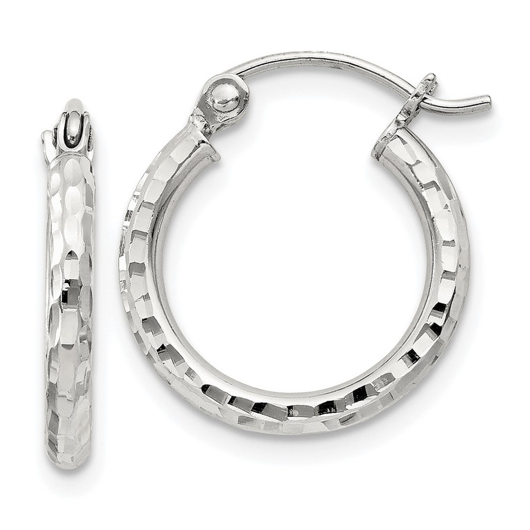 Sterling Silver 2mm Diamond Cut Hoop Earrings - QE-456ABBB8-9777