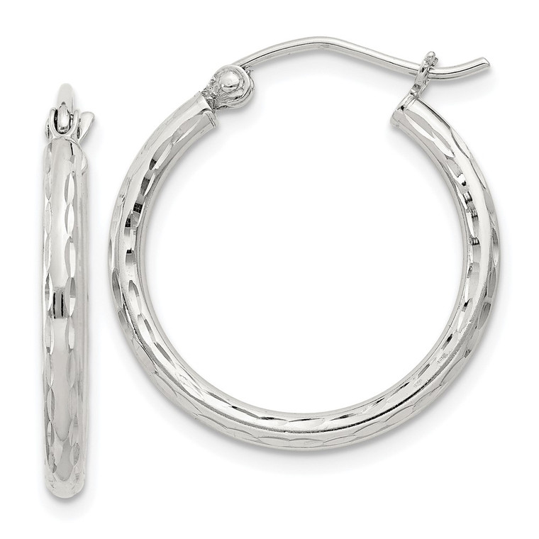 Sterling Silver 2mm Diamond Cut Hoop Earrings - QE-688A031F-4626