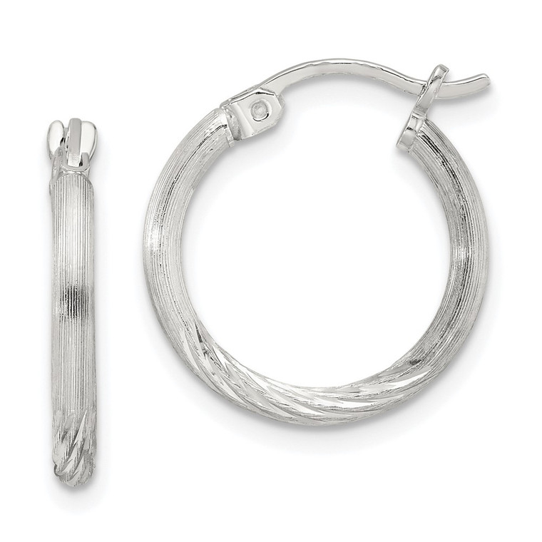 Sterling Silver 2mm Polished/Satin D/C Hoop Earrings - QE-969FA5C2-5769