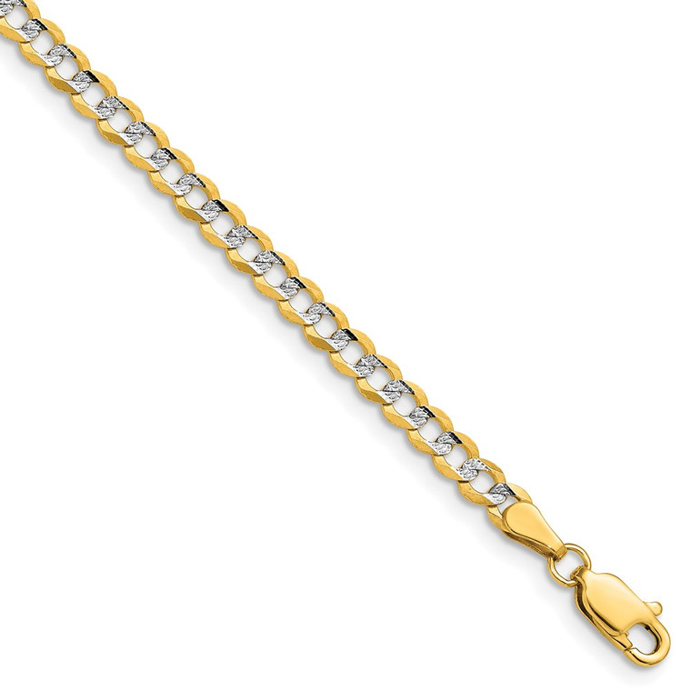 14k 3.7mm Lightweight Pav‚ Flat Cuban Chain - PC-541423B6-7329