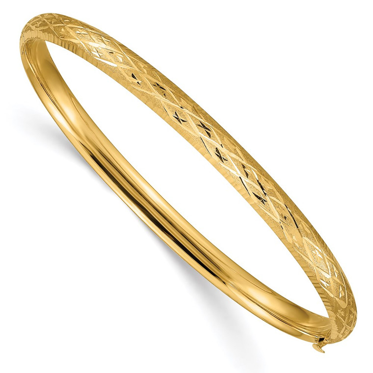 14k 3/16 Diamond-cut Fancy 4.75mm Hinged Oval Bangle Bracelet - DB-7B71F613-8303