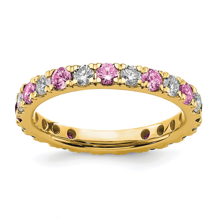 14k 3/4 carat Lab Grown Diamond VS/SI+ G+ and Lab Created Pink Sapphire Size 4.5 Eternity Band - ET-2E324025-5826