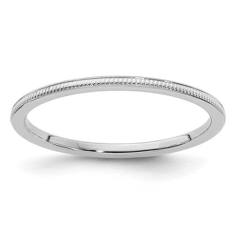 10K White Gold 1.2mm Milgrain Stackable Band Size 4