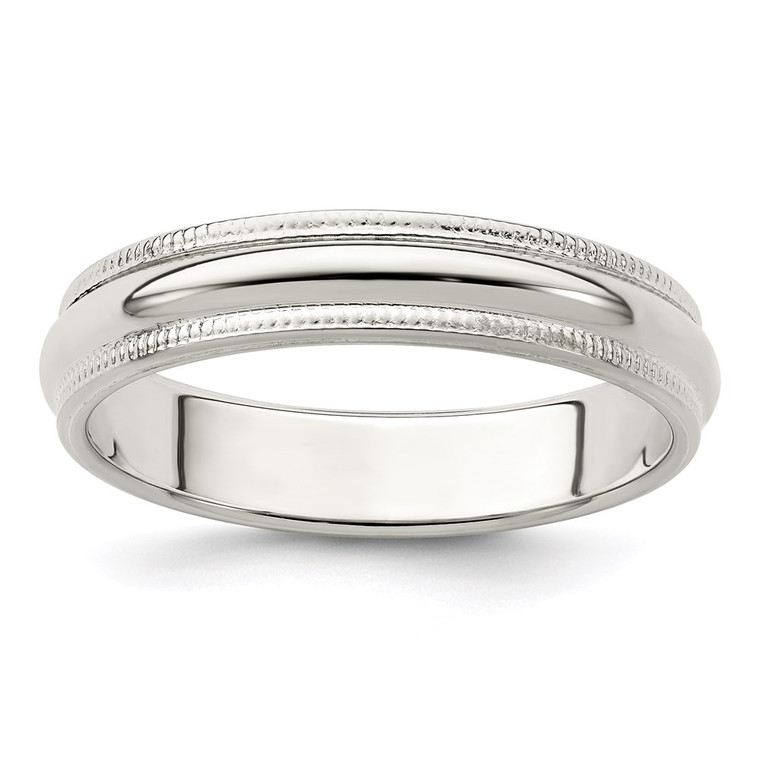 Sterling Silver 4mm Half Round Milgrain Size 4 Band
