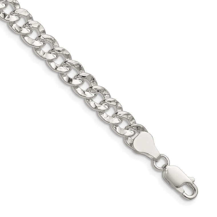 Sterling Silver 6.35mm Hammered Curb Chain - QH-BD7B1743-8574