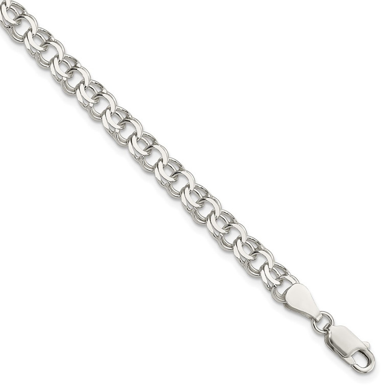 Sterling Silver 6mm Double Link Charm Bracelet - QG-F7FD718F-4001