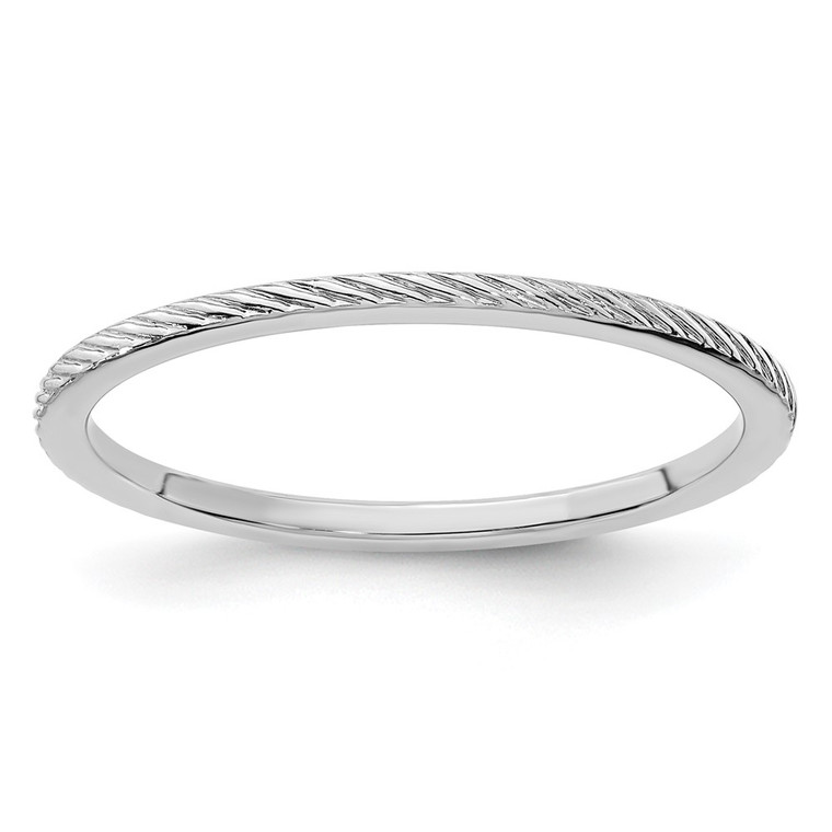 10K White Gold 1.2mm Twisted Wire Pattern Stackable Band Size 6