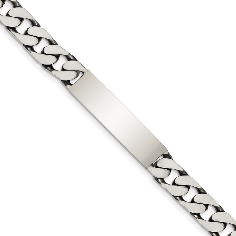 Sterling Silver 7.5inch Engraveable Antiqued Curb Link ID Bracelet - QI-D0F50745-1170