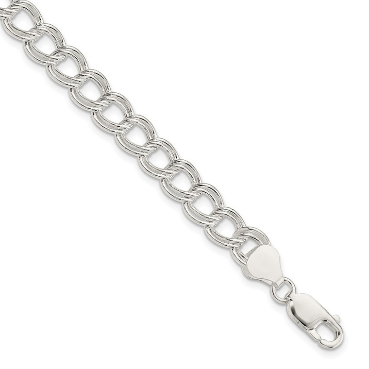Sterling Silver 7.5mm Semi-Solid Double Link Charm Bracelet - QG-9FA57960-7095