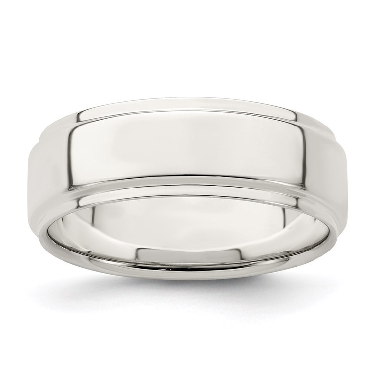 Sterling Silver 7mm Flat with Step Edge Size 10.5 Band