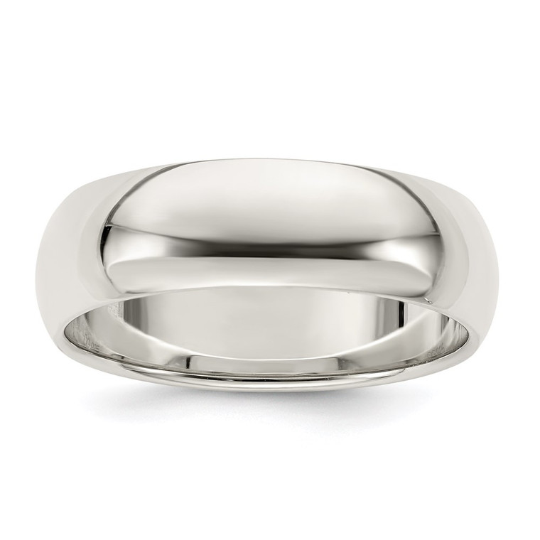 Sterling Silver 7mm Half Round Size 6.5 Band