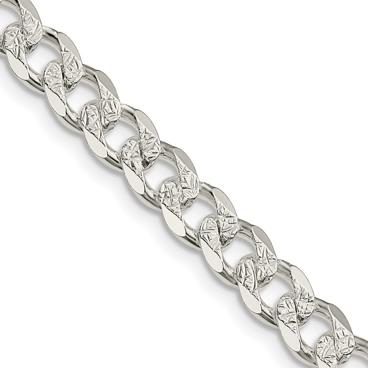 Sterling Silver 7mm Pav‚ Curb Chain - QC-E6DCC65F-9998