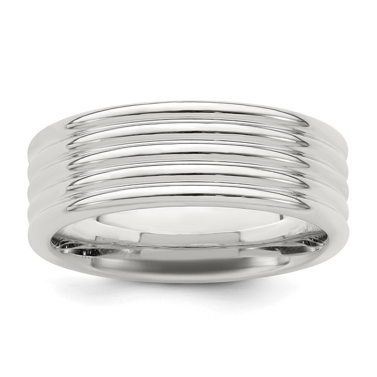 Sterling Silver 7mm Polished 5-Row Fancy Band Size 8