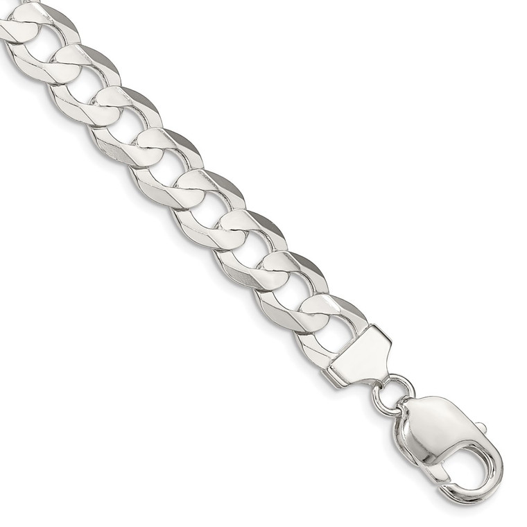 Sterling Silver 9.75mm Concave Beveled Curb Chain - QC-459496AC-8629
