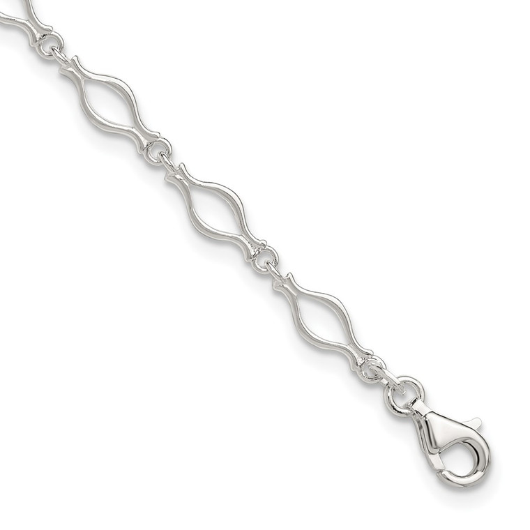 Sterling Silver 9inch Solid Polished Fancy Link Anklet - QG-E27E8CC1-9098