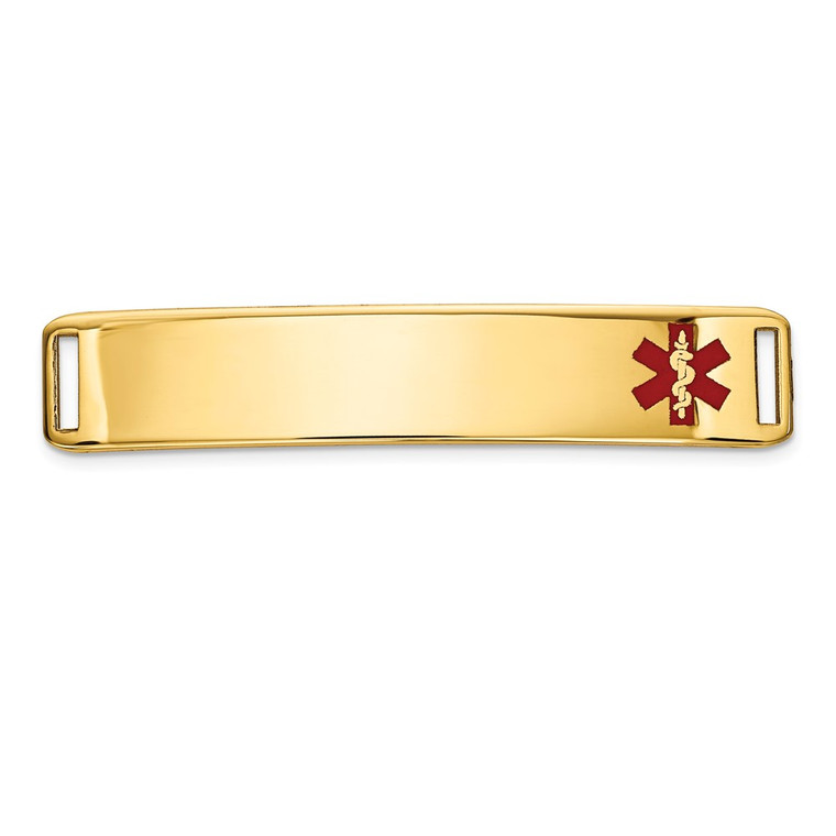 14K 38x8mm Off-Center Red Epoxy Enameled Medical ID Plate # 819