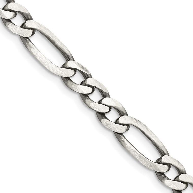Sterling Silver Antiqued 6.5mm Figaro Chain - QF-052380F5-6492