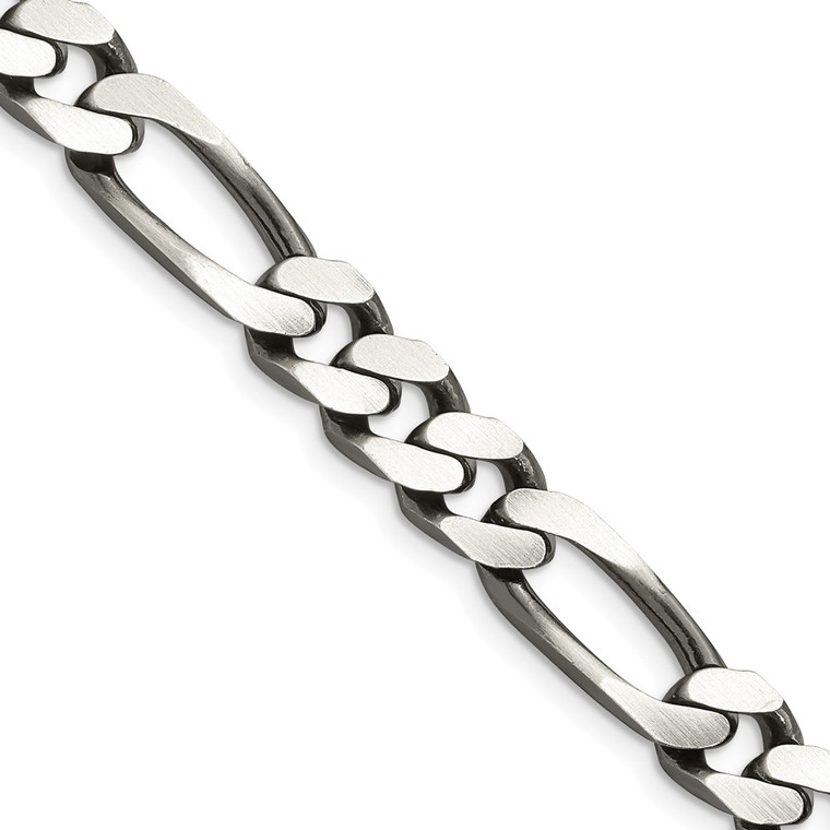Sterling Silver Antiqued 9mm Figaro Chain - QF-C56FD822-9621