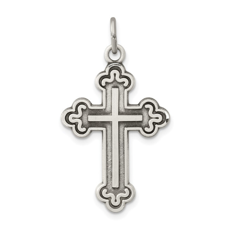 Sterling Silver Antiqued Budded Cross Pendant - QC-CD790C64-4407